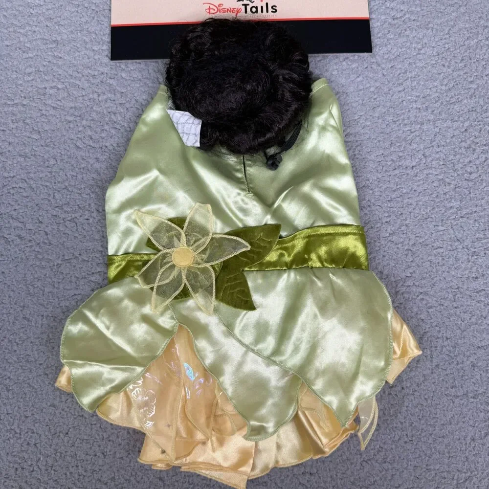 Disney Tails Dog Costume Princess‎ Tiana Medium Dress Wig Pet Halloween Outfit